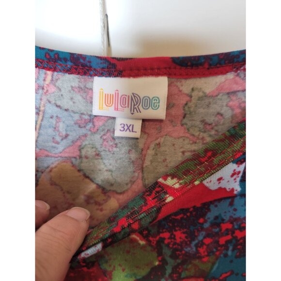 LuLaRoe Irma Tunic 3XL Red Multicolor Abstract Colorblock NWT Resort wrinkle fre - Picture 5 of 6